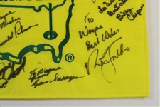 Palmer, Tiger, Seve & other Signed & Personalized Masters Undated Flag JSA ALOA