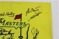 'Big 3' & (10) Masters Champs Signed Undated Masters Embroidered Flag JSA ALOA