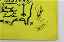'Big 3' & (10) Masters Champs Signed Undated Masters Embroidered Flag JSA ALOA