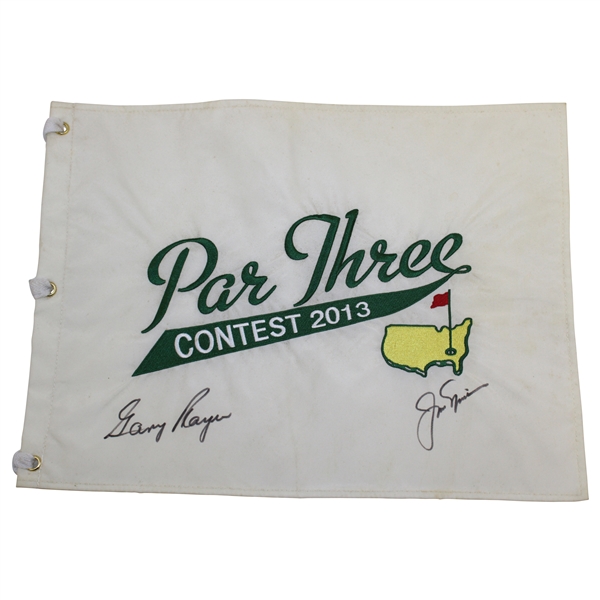 Jack Nicklaus & Gary Player Signed 2013 Masters Par 3 Embroidered Flag JSA ALOA