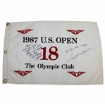 Andy Bean & Scott Simpson Signed & Inscribed 1987 US Open at The Olympic Club Flag JSA ALOA