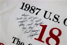 Andy Bean & Scott Simpson Signed & Inscribed 1987 US Open at The Olympic Club Flag JSA ALOA