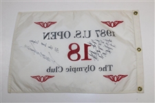 Andy Bean & Scott Simpson Signed & Inscribed 1987 US Open at The Olympic Club Flag JSA ALOA