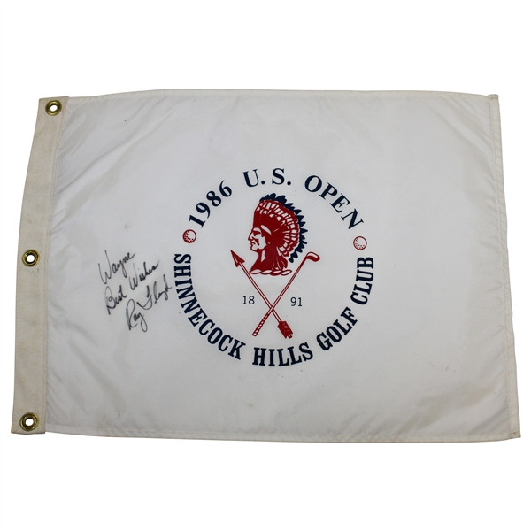 Ray Floyd Signed 1986 US Open at Shinnecock Hills GC Flag - Personalized to Wayne JSA ALOA