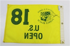 Tiger Woods Signed 2000 US Open at Pebble Beach Yellow Screen Flag JSA ALOA