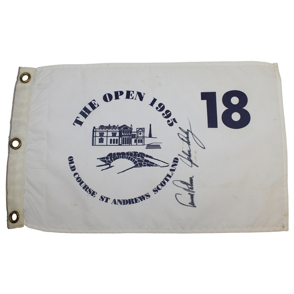 Arnold Palmer & John Daly Signed 1995 The Open at St Andrews White Flag JSA ALOA