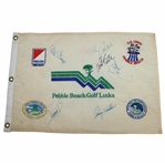 Nicklaus, Watson, Fuzzy, Curtis, Kite & Wadkins Signed Pebble Beach Embroidered Flag JSA ALOA