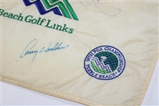 Nicklaus, Watson, Fuzzy, Curtis, Kite & Wadkins Signed Pebble Beach Embroidered Flag JSA ALOA