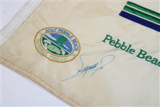 Nicklaus, Watson, Fuzzy, Curtis, Kite & Wadkins Signed Pebble Beach Embroidered Flag JSA ALOA