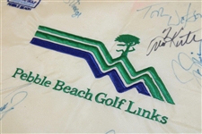 Nicklaus, Watson, Fuzzy, Curtis, Kite & Wadkins Signed Pebble Beach Embroidered Flag JSA ALOA