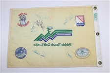 Nicklaus, Watson, Fuzzy, Curtis, Kite & Wadkins Signed Pebble Beach Embroidered Flag JSA ALOA