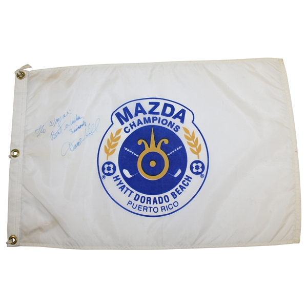Dave Hill Signed Mazda Champions at Hyatt Dorado Beach Flag - Personalized to Wayne JSA ALOA