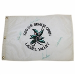 Palmer, Player, Moody & Hill Signed 1989 US Senior Open at Laurel Valley Embroidered Flag JSA ALOA