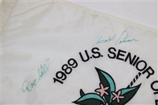 Palmer, Player, Moody & Hill Signed 1989 US Senior Open at Laurel Valley Embroidered Flag JSA ALOA