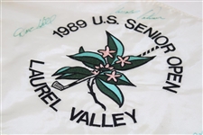 Palmer, Player, Moody & Hill Signed 1989 US Senior Open at Laurel Valley Embroidered Flag JSA ALOA
