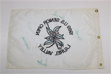 Palmer, Player, Moody & Hill Signed 1989 US Senior Open at Laurel Valley Embroidered Flag JSA ALOA