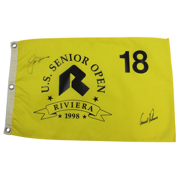 Arnold Palmer & Jack Nicklaus Signed 1998 US Senior Open at Riviera Flag JSA ALOA