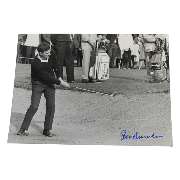 Peter Thomson Signed 1966 B&W Hitting From Sand Trap Press Assoc. Photo JSA ALOA