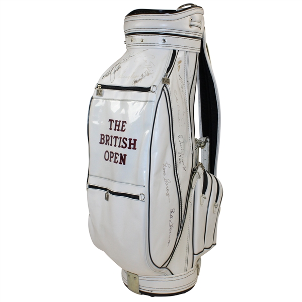 Open Champs Multi-Signed British Open Champs Commemorative Full Size Golf Bag JSA ALOA