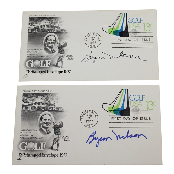 Two (2) Byron Nelson Signed Golf Cachets JSA ALOA