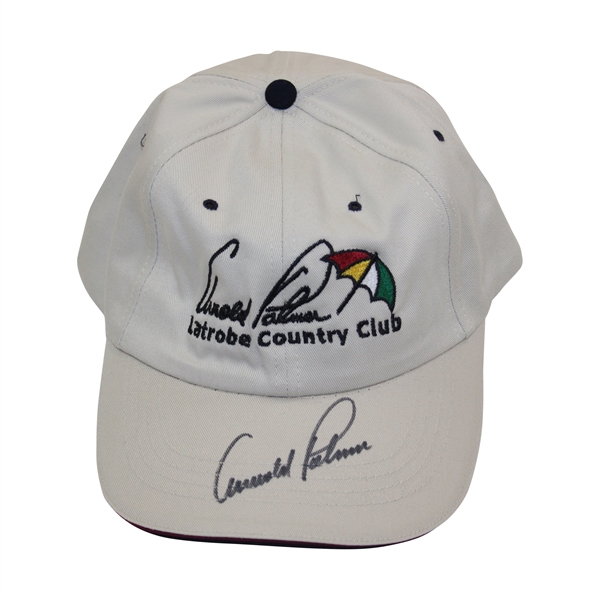Arnold Palmer Signed Arnold Palmer Latrobe Country Club Khaki Hat JSA ALOA