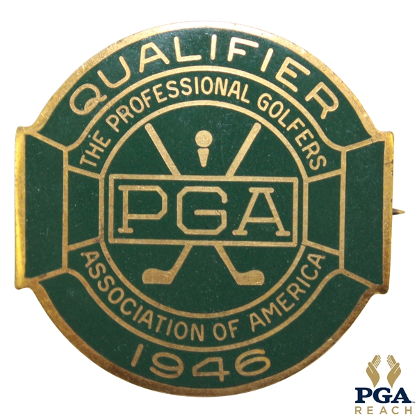 1946 PGA Championship at Portland CC Contestant Badge - Ben Hogan Winner
