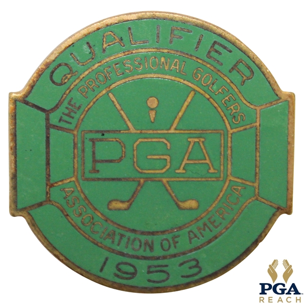 1953 PGA Championship at Birmingham CC Contestant Badge - Walter Burkemo Winner