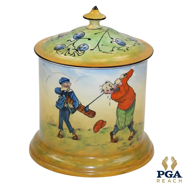 Classic Porcelain Biscuit Barrel with Lid - Crown Ducal Mark England