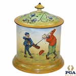 Classic Porcelain Biscuit Barrel with Lid - Crown Ducal Mark England