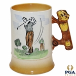 Classic Golfer Swinging Porcelain Mug with Golf Bag Handle