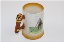 Classic Golfer Swinging Porcelain Mug with Golf Bag Handle