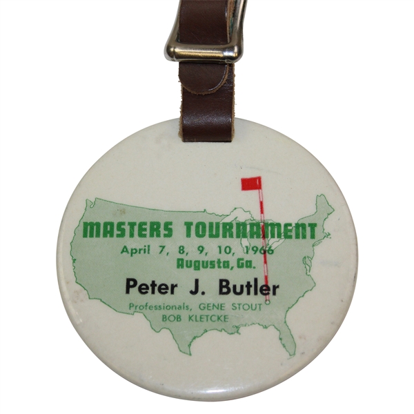 1966 Masters Tournament Contestant Bag Tag Issued to Peter Butler - Nicklaus Win 