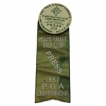 1957 PGA Championship at Miami Valley Golf Club Press Badge #3038 with Ribbon