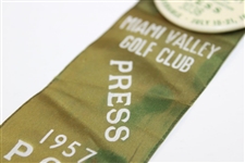 1957 PGA Championship at Miami Valley Golf Club Press Badge #3038 with Ribbon