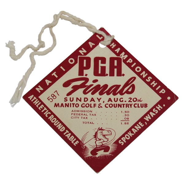 1944 PGA Championship at Manito G&CC Final Rd Sunday Ticket #587 with Original String