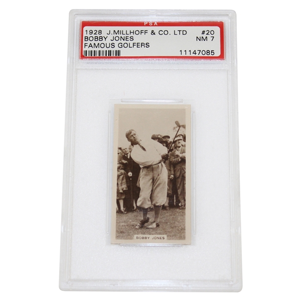 1928 Bobby Jones Millhoff & Co. Ltd Famous Golfers Card #20 PSA #11147085 NM7