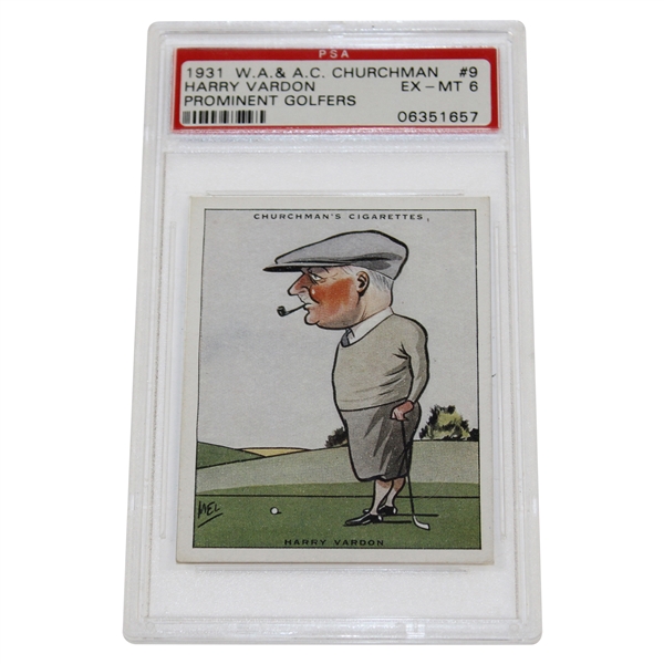 1931 Harry Vardon WA & AC Churchman Prominent Golfers Card #9 PSA #06351657 EX-MT 6