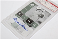 Mark O'Meara Signed 2002 'Sign of the Times' Card PSA NM-MT 8 w/Mike Weir Tour Swatch