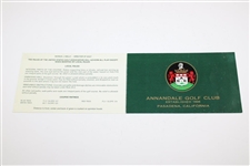 Paul Runyan Game Used Signed Scorecard Annandale Golf Club JSA ALOA