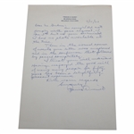 Francis Ouimet Signed Handwritten 1963 Letter JSA ALOA