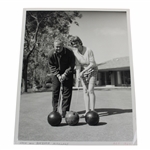 Jack Nicklaus & Barabara Nicklaus Original 1964 Putting Bowling Balls B&W Photo