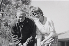 Jack Nicklaus & Barabara Nicklaus Original 1964 Putting Bowling Balls B&W Photo