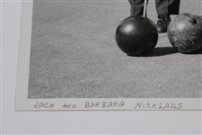 Jack Nicklaus & Barabara Nicklaus Original 1964 Putting Bowling Balls B&W Photo