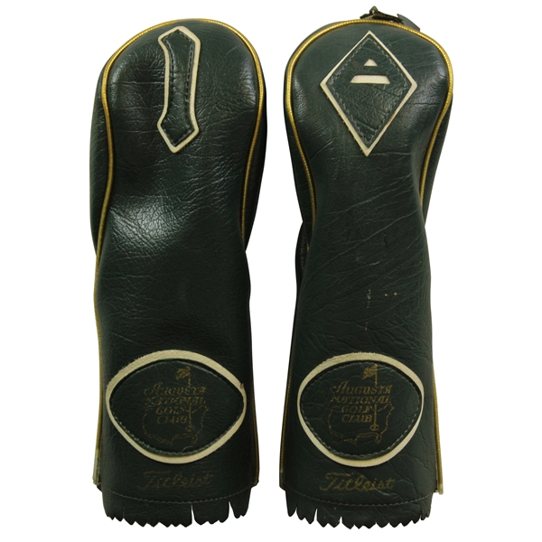 Two (2) Vintage Titleist Augusta National Golf Club Dk Green Headcovers