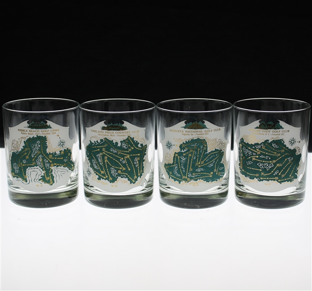 Pebble Beach, Oakland Hills, Augusta National & Winged Foot Golf Course Rocks Glasses