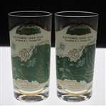 Two (2) Baltusrol Golf Club Layout w/Course Record Drinking Glasses