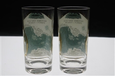 Two (2) Baltusrol Golf Club Layout w/Course Record Drinking Glasses