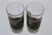 Two (2) Baltusrol Golf Club Layout w/Course Record Drinking Glasses