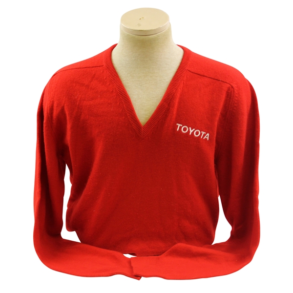 Chi Chi Rodriguezs Worn Red Long Sleeve Toyota 100% Cashmere Golf Sweater 