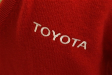 Chi Chi Rodriguez's Worn Red Long Sleeve 'Toyota' 100% Cashmere Golf Sweater 